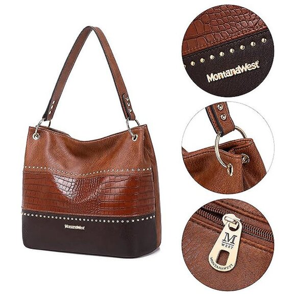 Hobo Bag Purses and Handbags for Women Top Handle Handbags B-brown/Coffee - Picture 4 of 7